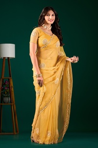 Vexotrend Indian Designer Women's <b>Satin</b> Chiffon <b>Saree</b> Beautiful Patola Design Traditional Style Wedding Diwali Party Wear - Product Image 3