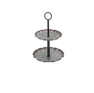 Support à gâteau en métal galvanisé à 2 niveaux, style ferme, plateau rond décoratif en fer pour cupcakes avec poignée, pour mariage et décoration intérieure - Product Image 6