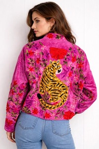 Bata de mujer con cuello en V, 100% algodón, reversible, con bordado floral azul, tipo kimono largo, con cinturón, para estar en casa, hecha a mano - Product Image 4