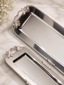 Bandejas Rectangulares de Metal Pulido para Almacenamiento, Diseño Clásico, Decoración de Mesa - Product Image 6