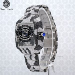 Montre Charm Jewells en acier inoxydable avec diamants, cadran analogique tonneau, verre saphir, luxe, mode, unisexe, fermoir papillon - Product Image 1