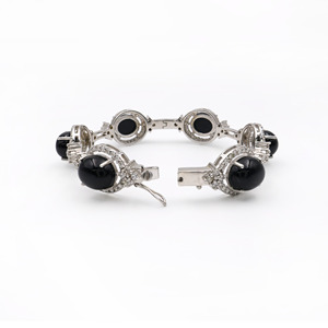 925 Sterling Silver Classic Natural Black Onyx Oval <b>Bangle</b> <b>Bracelet</b> for Women OEM ODM Fine Jewelry - Product Image 4