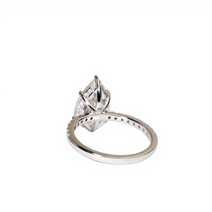 Luxury Lab Grown Pear Diamond Engagement <b>Ring</b> Teardrop Shape 14K 18K Gold 925 Solid Sterling <b>Silver</b> Pave Engagement Halo <b>Ring</b> - Product Image 2