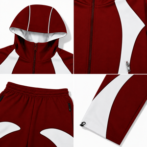 Ensemble de survêtement deux pièces coupe-vent streetwear premium personnalisé, poids moyen, oversize, patchwork, respirant, imperméable, écologique - Product Image 4