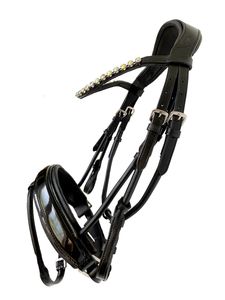 สายคาดศีรษะสำหรับขี่ม้า ANNABELLE EQUESTRIAN สีดำ หนังม้วนประดับคริสตัลและเพชรเทียม สำหรับการฝึกขี่ม้า- ผลิตโดยผู้ผลิตจากอุฏารปัฎษฐ์ - Product Image 3