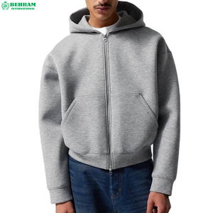 Sweat à capuche zippé unisexe en molleton 100 % coton coupe droite pour homme, avec épaules tombantes et fermeture éclair, idéal pour l'hiver - Product Image 6
