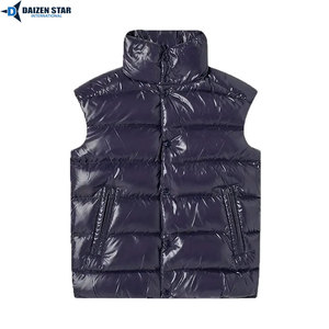 Chaleco Acolchado Azul Marino para Hombre, Cuello Alto, Cierre de Cremallera, Transpirable, Cortavientos, Informal, Ropa de Invierno, Color Sólido, Largo Regular - Product Image 6