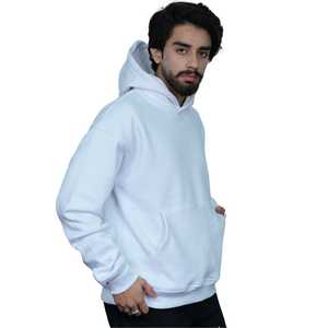 Heavyweight 100% Cotton Men's Hoodie With Puff Print Pure White Causal Streetwear Pullover Premium Soft Oversized Fleece Hoodie - Product Image 4