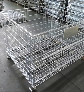 Heavy Duty Foldable Galvanized Steel Wire Mesh Storage <b>Basket</b> 500-2000KG <b>Stackable</b> Warehouse Storage Container - Product Image 2