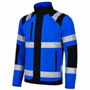 Chaqueta de Seguridad de Alta Visibilidad, Amarilla y Negra con Rayas Reflectantes, Cierre Completo, Clase 2, Impermeable, con Luz LED Intermitente, Marca Personalizada - Product Image 3