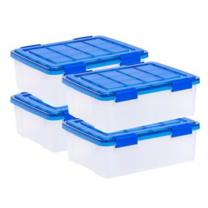 26 Qt. Clear <b>Plastic</b> <b>Storage</b> <b>Bins</b> with Airtight Sealed Lids 4-Pack - Product Image 1