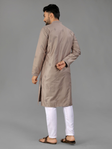 Kurta de Boda Reversible de Algodón Beige para Hombre, Bordado, Corte Regular, Largo hasta la Rodilla, Ropa Tradicional India y Pakistaní, Estilo Casual - Product Image 2