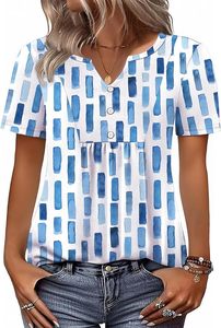 Camiseta de Mujer con Cuello Redondo, Manga Corta, Corte Holgado, Casual, Primavera/Verano, Estampado Floral, Bordado, Tejido de Punto Suave y Elástico - Product Image 2
