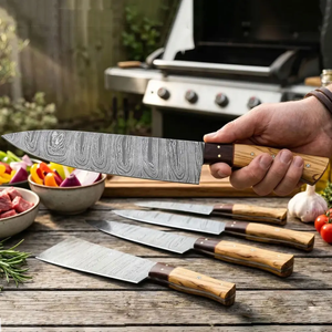 LEGACY BLADES Premium Damascus Kitchen <b>Knife</b> <b>Set</b> Full Tang Chef <b>Knives</b> Natural Wood Handle Razor <b>Sharp</b> Sustainable Durable - Product Image 6