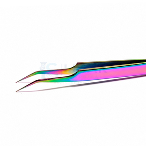 แหนบต่อขนตา Ijrak Surgical Professional Rainbow สแตนเลสทรงตัวแอล ปลายเรียบ ทนทาน ขนาด 10 มม. สำหรับต่อขนตาแบบวอลลุ่ม - Product Image 2