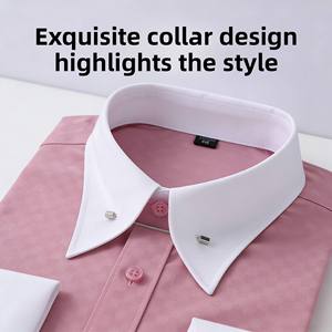 Camisa de Vestir para Hombre con Logotipo Personalizado, de Fibra de Bambú, Tejido Dobby, Cuello Imperio, Manga Larga, Color Liso, Formal para Negocios, OEM - Product Image 3