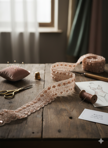 ลูกปัดสีโรสโกลด์และงานปักเลื่อมบนผ้าออร์แกนซ่าคุณภาพพรีเมียมสำหรับงานแต่งงานและงานฝีมือสุดหรูหราโรแมนติก - Product Image 3