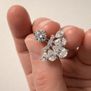 Moissanite Pear Shape Ear Jacket Front <b>Back</b> Moissanite Diamond Stud <b>Earrings</b> 925 Sterling <b>Silver</b> Wedding Jewelry - Product Image 4