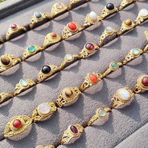 Bague unisexe en laiton avec pierre précieuse naturelle, sertie clos, classique, pierre de naissance de juillet, pour l'alignement des chakras et le bien-être spirituel, vente en gros - Product Image 3