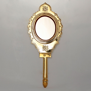 Antique Gold Handheld Vanity Mirror with Gem Handle Ornate Vintage Makeup Mirror Decorative Dressing Mirror Baroque Style Hand - Product Image 1