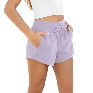 กางเกงขาสั้นผู้หญิง ผ้าฝ้าย ขายส่ง กางเกงกีฬาออกกำลังกาย แบบเรียบ ปรับแต่งได้ พิมพ์โลโก้ด้านหน้า ทรงเข้ารูปใหม่ - Product Image 6
