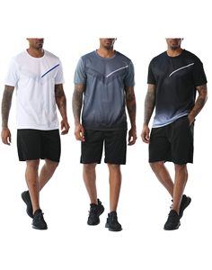 Running Sets For Men <b>Shirt</b> and Shorts 100% Polyester Set Zipper Pockets Quick Dry Gym Athletic Clothes Workout Summer Outfit - Product Image 4