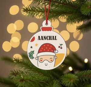 Adornos Navideños Personalizados Hechos a Mano en Acrílico con Nombre, Forma Circular, Irrompibles, Estilo Europeo - Product Image 3