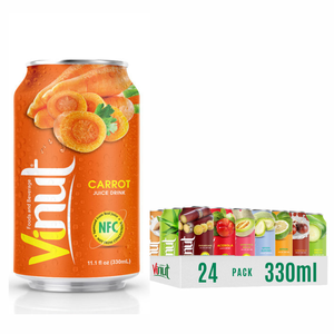 Zanahoria 330ml Bebida de jugo 24 latas lata de cartón Sin azúcar OEM ODM Etiqueta privada Muestra gratis Precio de fábrica Premium Saludable - Product Image 1