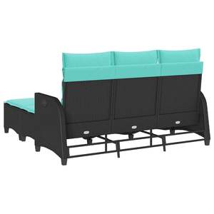 Juego de Sofás de Patio en Forma de L de 3 Piezas, de Ratán Sintético Negro, con Cojines para Uso en Jardín - Product Image 6