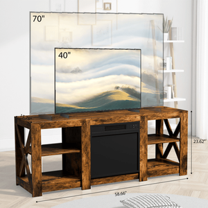 Chimenea Eléctrica de Doble Cara de 58 Pulgadas con Acabado en Madera, con Núcleo de 18 Pulgadas, 149x40x60cm, Chimenea Eléctrica Independiente - Product Image 3