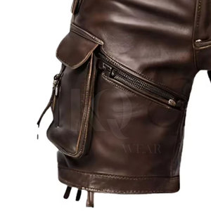 Shorts en cuir pour hommes avec une finition soignée, une doublure confortable et un système de fermeture sécurisé - Product Image 2