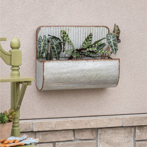 Jardinière murale en métal galvanisé au design fabuleux, style ferme, en tôle robuste, à suspendre pour jardin et maison - Product Image 5