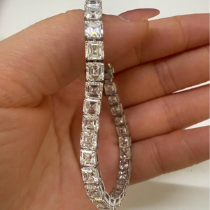 Emerald Cut 925 Silver Diamond <b>Bracelet</b> Women's Classic Wedding IGI Certified E/F Color Lab Grown VS-VVS Clarity Luxury - Product Image 3