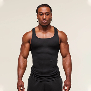 Camiseta sin mangas de algodón acanalado premium para hombre, ajuste slim, para entrenamiento, camiseta muscular sin mangas, chaleco deportivo de verano, de secado rápido, personalizable - Product Image 1