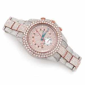 Luxury Iced Out Moissanite Watch Rose Gold <b>Automatic</b> Mechanical Diamond <b>Chronograph</b> Bust Down Wristwatch - Product Image 2