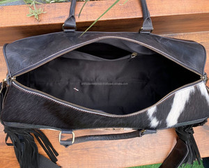 2025 nouveauté motif à carreaux usiné en cuir de vachette véritable grande capacité sac polochon nuit Weekender sacs pour unisexe - Product Image 6