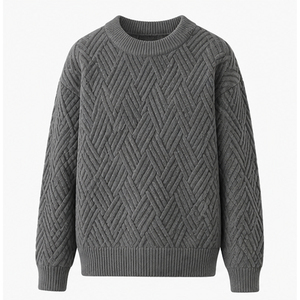 Pull en tricot épais pour homme, motif géométrique, col rond, pull chaud d'hiver à manches longues, pull en acrylique, pulls en tricot du Pakistan - Product Image 1
