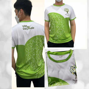 T-shirt décontracté à manches courtes pour homme VBS DeLinde, imprimé vert et blanc, col en V, séchage rapide, vêtements d'été - Product Image 1