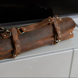 Handmade Leather Knife Roll Storage <b>Bag</b> Pockets With Multi-function <b>Small</b> <b>Tool</b> Pouch Professional Adjustable Shoulder LKR-0281 - Product Image 1