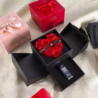 Boîtes à bijoux personnalisées pour la Saint-Valentin, cadeaux, savon, roses, anneaux, boucles d'oreilles, pendentifs, colliers, emballages pour bijoux