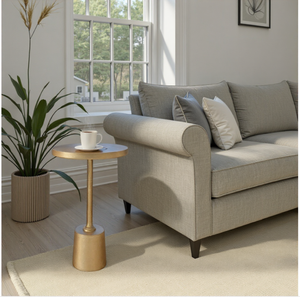 Modern Aluminum Coffee <b>Table</b> Pedestal Side <b>Table</b> <b>Copper</b> Finish Round Accent <b>Table</b> for Living Room Bedroom - Product Image 6