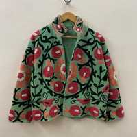 Veste matelassée Suzani brodée à la main pour femmes, manteau d'hiver ethnique à manches longues, robes décontractées