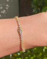 Pulsera de Oro Sólido Real de 14K con Diamantes de Corte Redondo, Diamantes Creados en Laboratorio F VS, Joyería de Boda, Pulsera Fina Personalizada, Proveedor al por Mayor