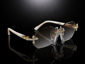 Custom Luxury High Quality Unisex Moissanite <b>Sunglasses</b> Rimless Rectangle Gradient Lenses Light Weight UV Protection Durable - Product Image 1