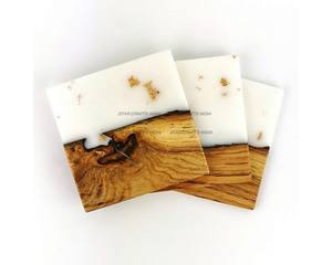 ที่รองแก้วไม้อะคาเซียหรือไม้อะคาเซียและเรซินที่ดีที่สุดสำหรับการดื่มชากาแฟสำหรับสำนักงานและบ้านดีไซน์ตามสั่ง - Product Image 5