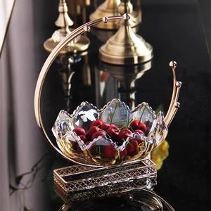 Frutero de Vidrio de Lujo con Base de Metal, Moderno Plato Decorativo para Centro de Mesa, Decoración para el Hogar y la Cocina - Product Image 1