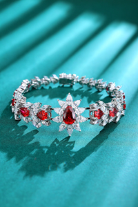 Pear Cut Diamond 925 Silver <b>Bracelet</b> Women's Luxury <b>Red</b> Gemstone Wedding Jewelry - Product Image 2