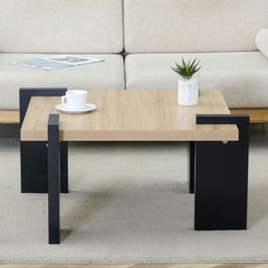 Tavolino da Caffè Moderno Minimalista in MDF Color Legno Naturale per Soggiorni e Aree Relax Dimensioni Prodotto O - Product Image 3