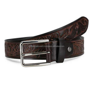 Ceinture d'outillage en cuir occidental de qualité d'exportation pour hommes sculpture à la main et peinture à la main ceinture de cowboy en cuir usiné en relief floral - Product Image 4