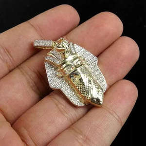 Collar Hip Hop Chapado en Oro con Colgante de Faraón Tutankamón con Incrustaciones de Diamantes Moissanite y Plata de Ley 925 - Product Image 3